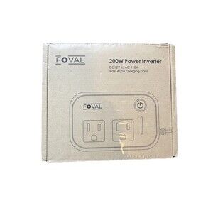 Foval 200W Power Inverter DC 12V to AC 110V Car Adapter 4 USB Ports NEW Box